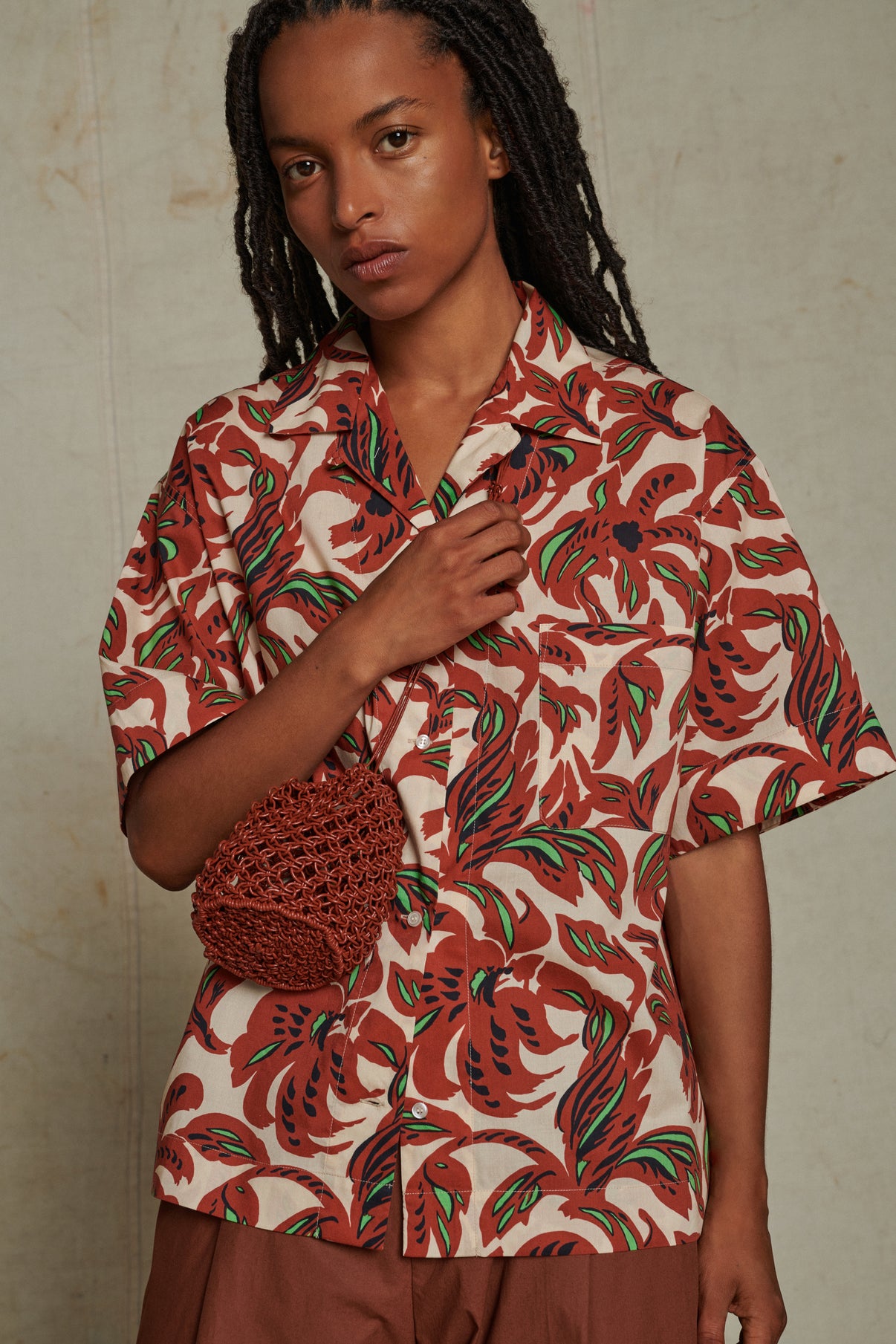 Chemise Alexandre - Terre Battue/Vert - Coton - Femme vue 1