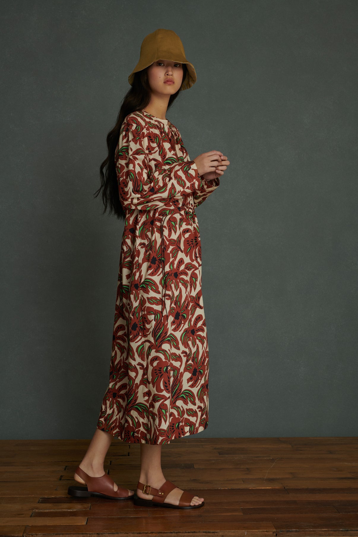 Robe Agnes - Terre Battue/Vert - Coton - Femme vue 1