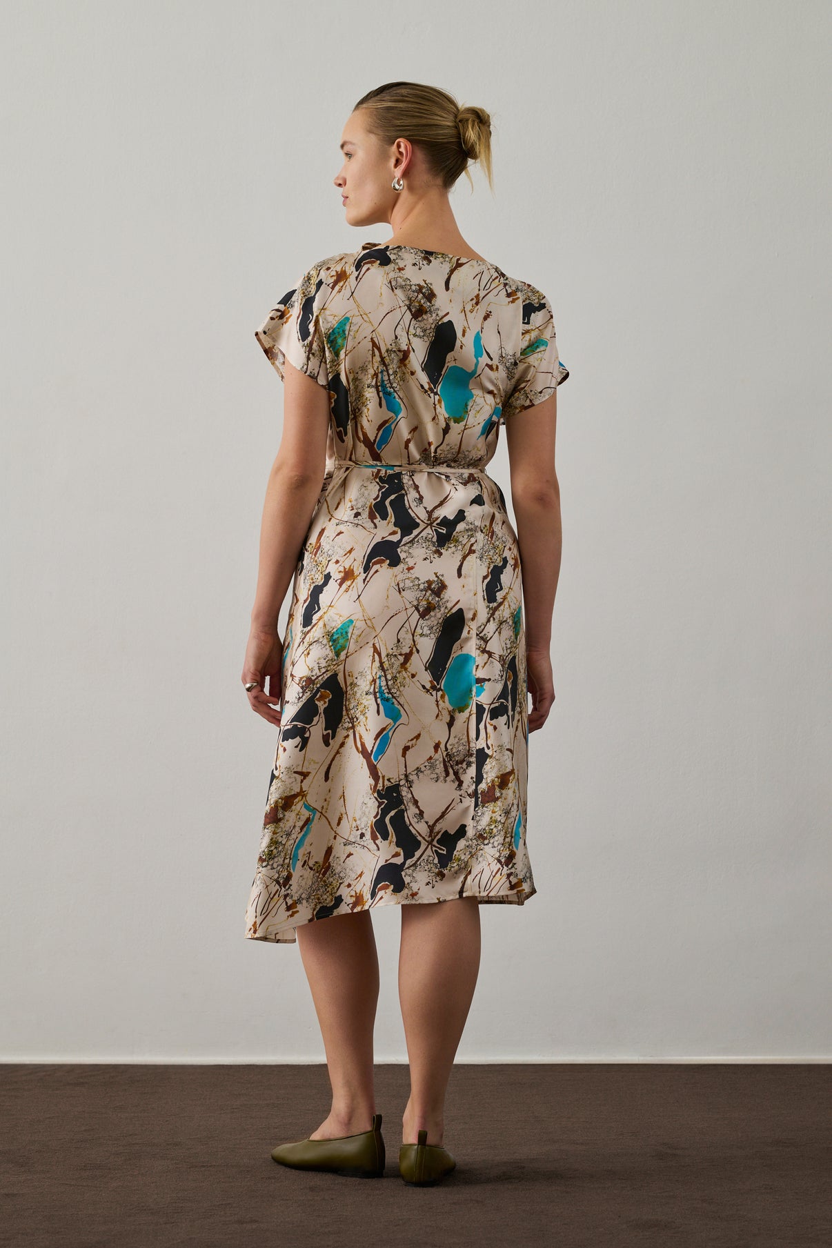 Robe Felicie - Beige/Turquoise - Soie - Femme vue 5
